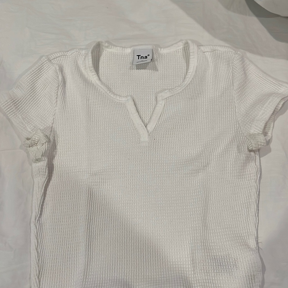 TNA Aritzia white waffle top